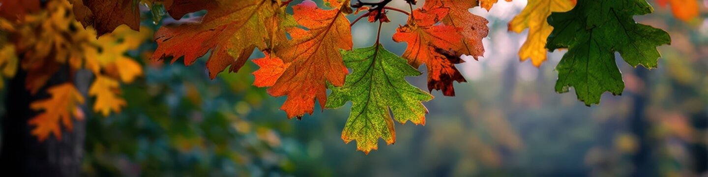 十月时事通讯 - 秋季全景背景，尽显秋叶色彩