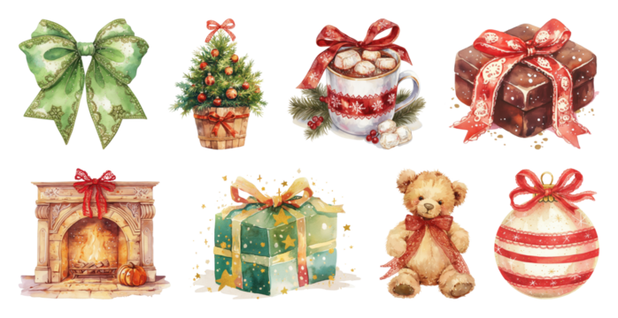 PNG节日插画传递温馨氛围，透明背景元素集