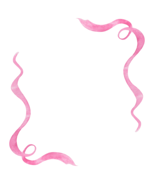 灰粉色边框水彩少女风。淡粉色梦幻丝带。手绘