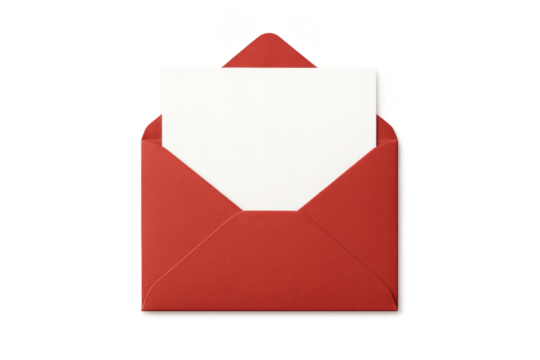 透明背景上带空白卡片的红包，干净抠图并带有柔和阴影