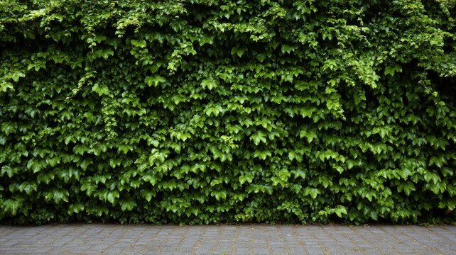 常春藤繁茂叶片的特写，呈现出鲜艳的绿色调。自然光线增强了质感和色彩。枝叶显得郁郁葱葱、生机盎然。由神经网络人工智能生成