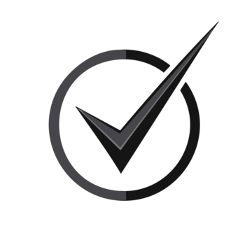 圆形轮廓内的粗体对勾符号，代表批准或确认