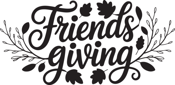 带有秋叶的“朋友感恩节”排版设计