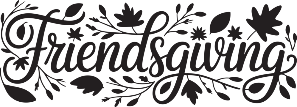 带有树叶的朋友感恩节文字艺术