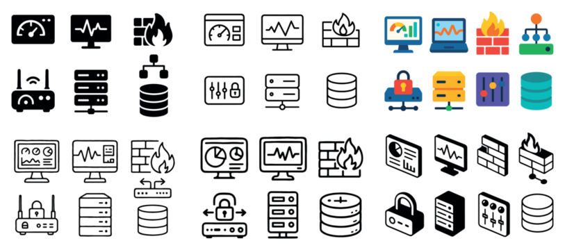 多样化的防火墙与网络图标集