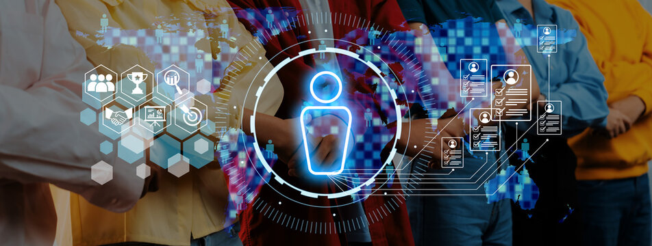 This image features an abstract digital representation of individuals connecting through technology, emphasizing data flow and modern communication methods. Trope