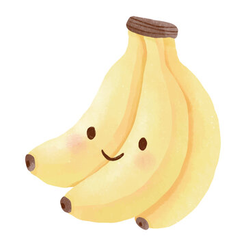 可爱微笑的香蕉水果插画