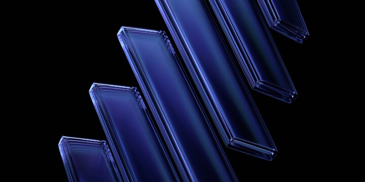 抽象玻璃结构，未来主义背景设计，3D渲染