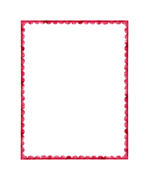 带有扇形边缘的红色水彩画框。