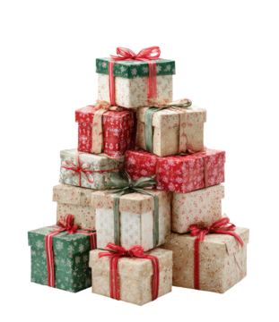 一座圣诞礼物金字塔