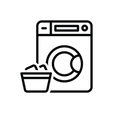 洗衣设施的黑色线条图标