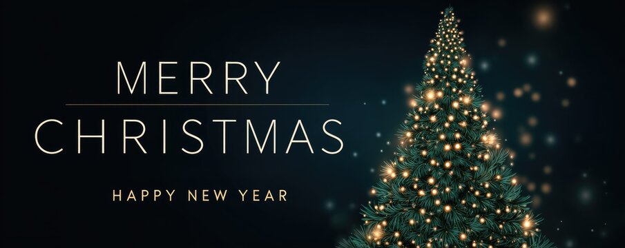 带有装饰冷杉树插画的圣诞贺卡