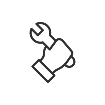 手持扳手线性图标。维修服务与技术支持。线条可编辑笔触。