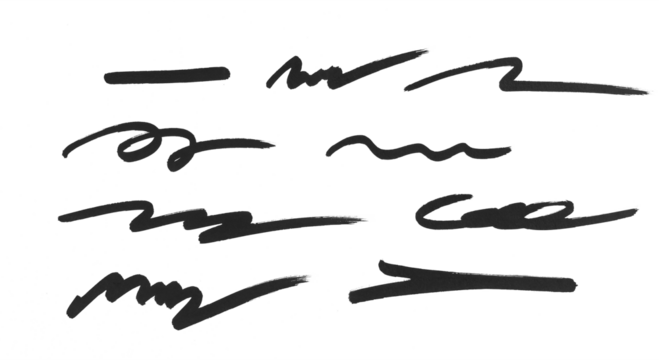 Set of hand drawn marker line design element, grunge strokes, doodle lines underline scribble