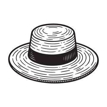 草帽线稿矢量图
