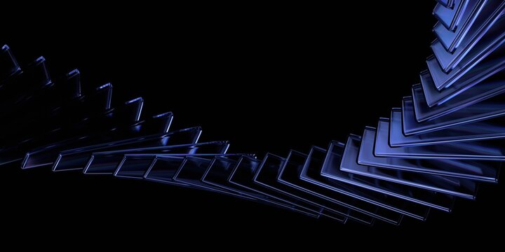 抽象玻璃结构，未来主义背景设计，3D渲染