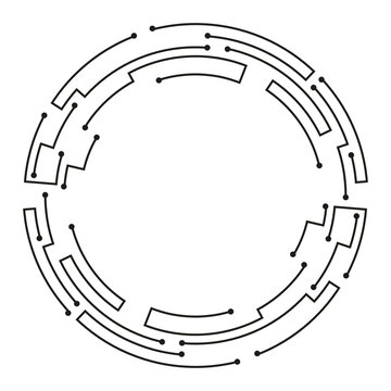 简约圆形设计，以数字电路为主题，非常适合与科技相关的用途。