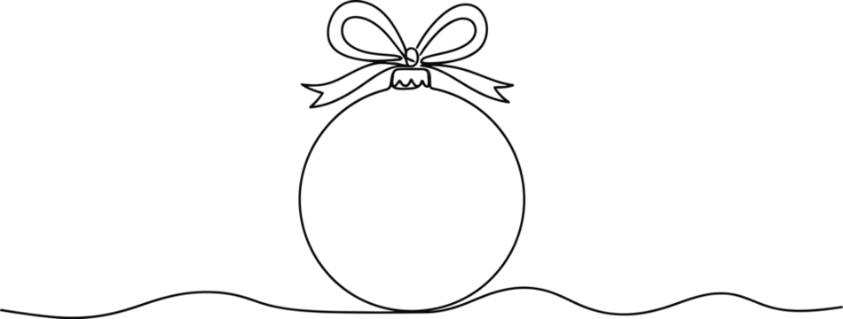 圣诞球形饰品节日假日装饰线条艺术图标