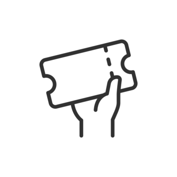 手持门票的线性图标。入场或活动进入概念。线条可编辑笔触。