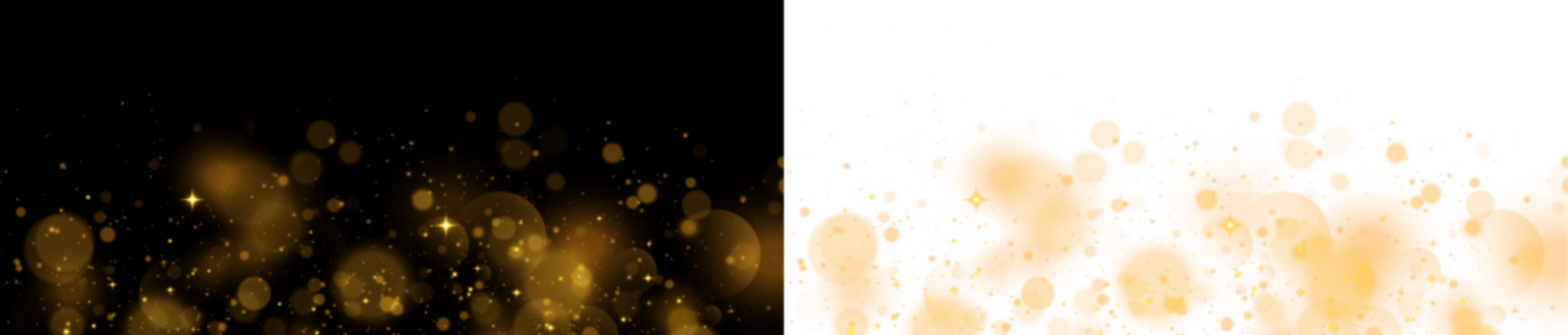 金色尘屑火花与闪耀星光轨迹，在透明背景上散发神奇光芒，适用于节日装饰和奢华设计项目的优雅矢量光效。