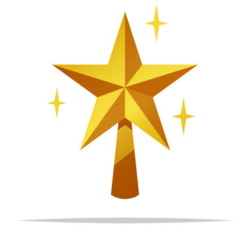 圣诞树顶端星星矢量孤立插画