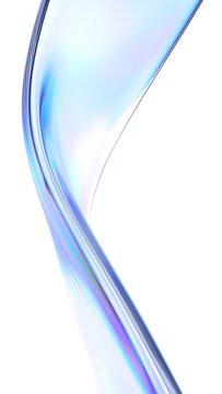 翻译标题：抽象设计，波浪形虹彩形状，垂直方向，3D渲染