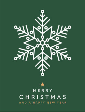 minimalistic christmas greeting card with snowflake vector illustration
