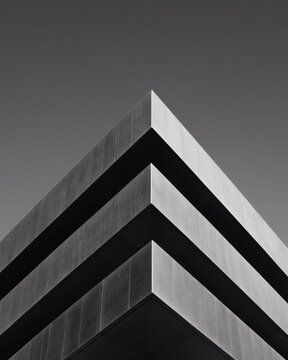 带有简约线条和结构形式的单色建筑转角