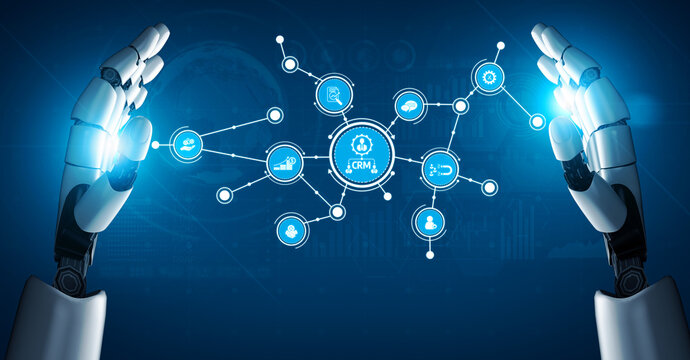 机器人手与数字网络交互，象征着技术和人工智能的进步，展现了自动化通信与创新的未来。
