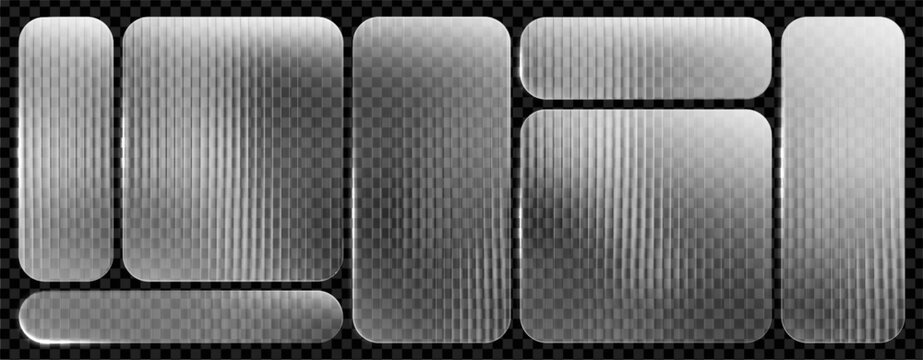 带聚碳酸酯棱纹和玻璃的平板讲台。带有背景和聚碳酸酯的透明质感镜子。平板讲台效果 3D 窗口透明白色棱柱波纹矩形塑料标识