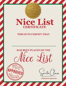 圣诞好孩子名单证书模板 —— 官方圣诞老人北极可打印奖状