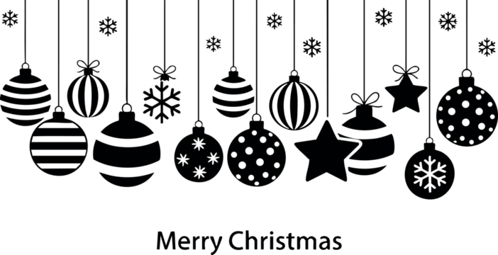 挂着雪花和星星的圣诞树装饰品 节日装饰矢量插画