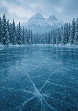 宁静的冰雪山地景观