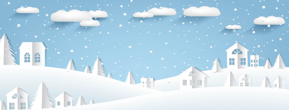 冬季降雪纸艺景观