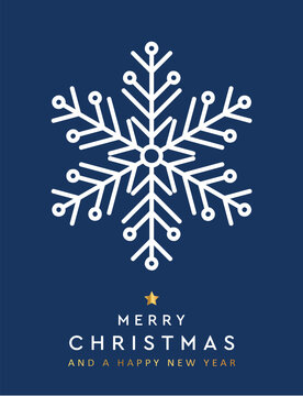 带有雪花矢量插画的简约圣诞贺卡