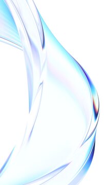 抽象极简主义设计，弧形玻璃造型，垂直方向，3D渲染