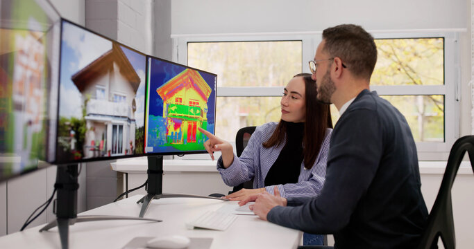 专业男性热成像技师检查热成像图