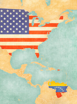 美国与委内瑞拉地图