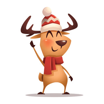 圣诞驯鹿欢快地挥手
