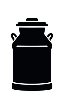 白色背景上孤立的牛奶罐扁平黑色实心矢量插画