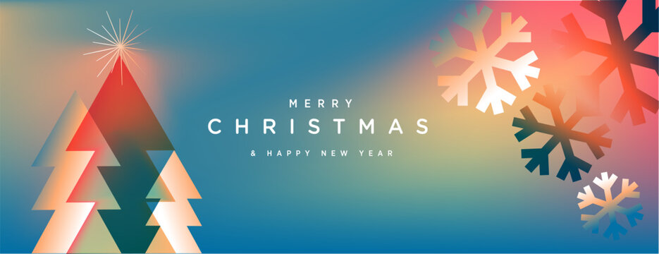 圣诞快乐，新年快乐。适用于网站横幅、社交媒体横幅、贺卡、海报、封面、商业和营销材料的矢量插画。