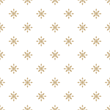 极简金色矢量无缝图案（含花卉民族元素）：金白几何装饰，简约花朵轮廓与雪花的抽象奢华背景纹理，重复设计