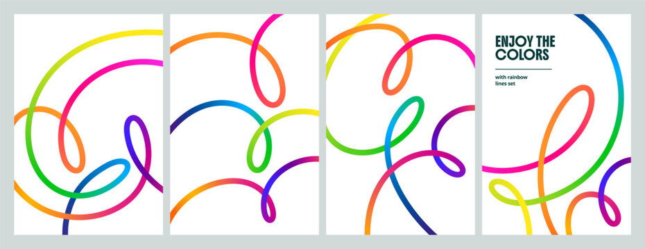 波形彩色线条图案。矢量抽象渐变丝带背景设计。曲线彩虹色图形形状