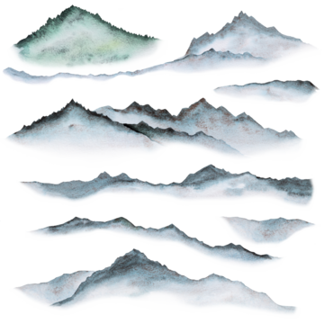 蓝山全景水彩插画，派对设计与冬季婚礼