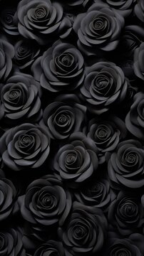 Black roses bas relief pattern inflorescence arrangement backgrounds.