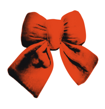 红蝴蝶结半色调剪纸元素，适用于拼贴与剪贴簿；纸质剪裁、复古点状贴纸，适合混合媒体设计；现代复古风格矢量插画，透明背景独立元素