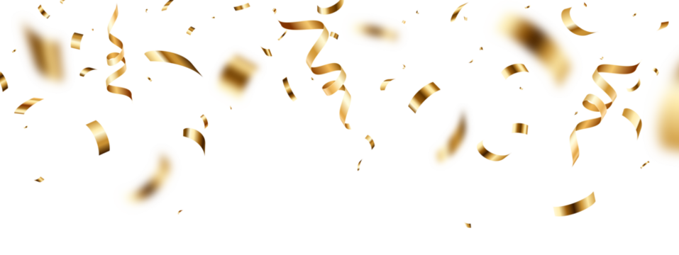 庆典背景，金色彩纸屑边框，派对横幅