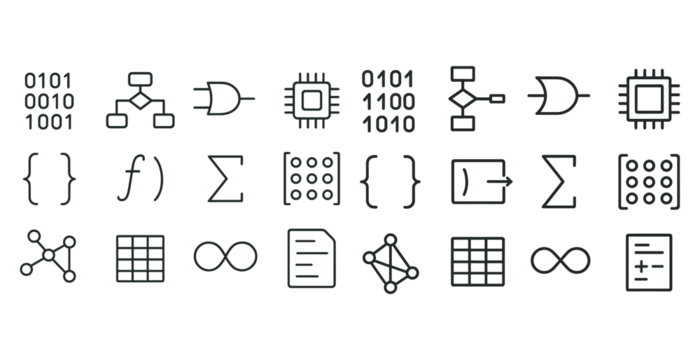 含二进制代码与数学符号的数字逻辑符号集