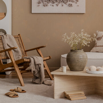 Raw textures and natural elements create a grounded aesthetic.