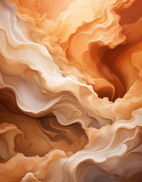 棕褐色与米色色调的漩涡状抽象图案。生成式AI创作